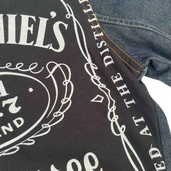 Jack Daniel’s Denim Jacket Madz Custom Size M Rocker BikerCore Goth Metal Vibe - Picture 9 of 16